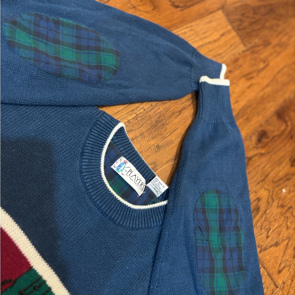 Vintage Players by Van Heusen Golf Sweater XL – Plaid Elbow Patches - Picture 12 of 12